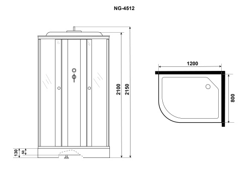 Душевая кабина Niagara Eco 45121453L 120х80 асимметричная с крышей - фото 4