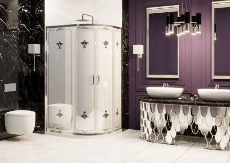 Душевой уголок Ambassador Royal 18015101 120х80 стекло с рисунком профиль хром без поддона