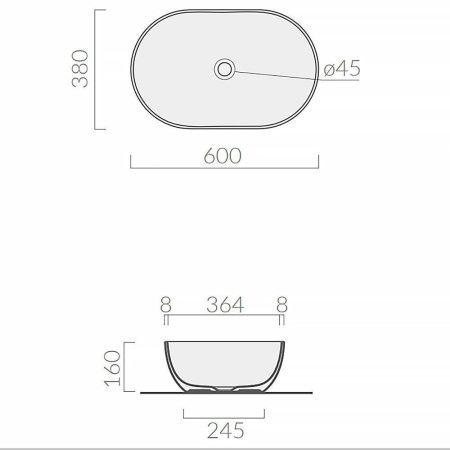 Раковина из сантехнического фарфора Galassia Dream 7308 60х40 накладная цвет белый