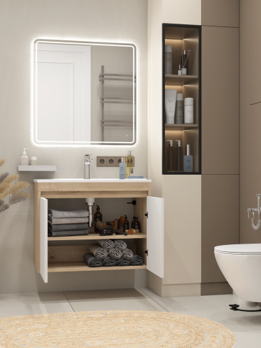 Тумба под раковину Teymi Netta T60605 80х46х62 подвесная цвет дуб - фото 4