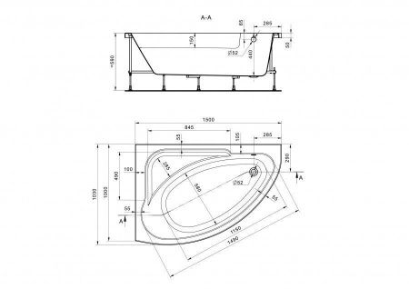 Ванна акриловая Santek Гоа 1WH112033 150х100 пристенная асимметричная без каркаса