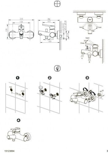 Смеситель для ванны Bravat Palace F6172217CP-01-RUS настенный хром - фото 2