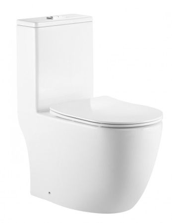 Унитаз напольный с бачком CeramaLux TR2176MN белый с сиденьем микролифт безободковый смыв торнадо
