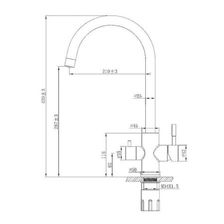 Смеситель для кухни Esko Kitchen GR 04 B на мойку черный