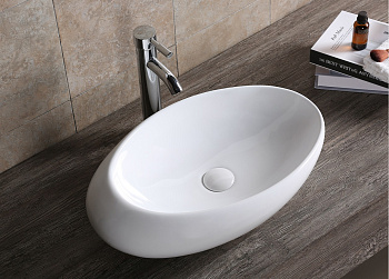 Раковина из сантехнического фарфора Cerutti SPA CR0058A 48х30 накладная цвет белый без отверстий под смеситель