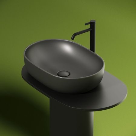 Раковина из сантехнического фарфора Ceramica Nova ELEMENT CN6047MDH 60х40 накладная цвет черный без отверстий под смеситель