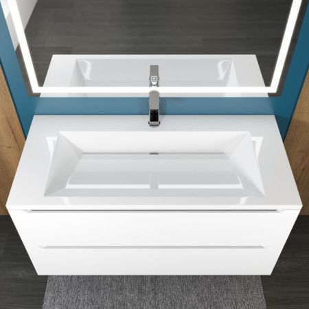 Раковина из искусственного камня Uperwood Olivia ROlivia100wg 100х50 полувстраиваемая цвет белый