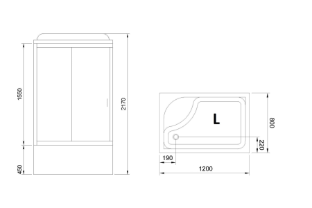 Душевая кабина Royal Bath ВР RB8120BP5-WT-L 120х80 прямоугольная с крышей ориентация левая