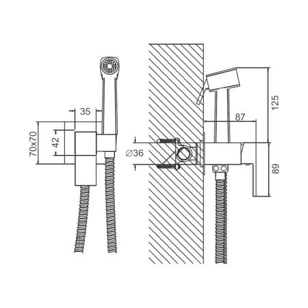Гигиенический душ со смесителем Belz B805 B55805-3 оружейная сталь