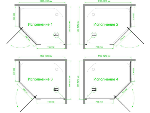 Душевой уголок Royal Bath TR RB1210TR-C-BL 100х120 стекло матовое профиль черный без поддона - фото 4