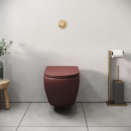 Унитаз подвесной Grossman Color GR-4455VIMS бордовый с сиденьем безободковый каскадный смыв