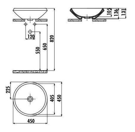 Раковина из сантехнического фарфора Creavit Minimal MN045-00CB00E-0000 50х50 накладная цвет белый без отверстий под смеситель