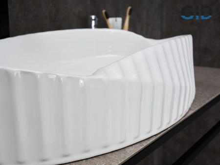 Раковина керамическая Gid Creativo 51223 60х40 накладная цвет белый без отверстий под смеситель