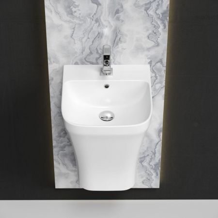 Раковина из сантехнического фарфора Ceramica Nova DION CN6067 40х40 подвесная цвет белый 1 отверстие под смеситель