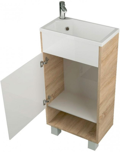 Тумба с раковиной 1MarKa Lira У85922 39х22х85 напольная цвет дуб сонома - фото 2