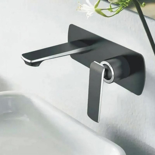 Cмеситель Haiba HB80548-7 встраиваемый в стену черный/хром - фото 2