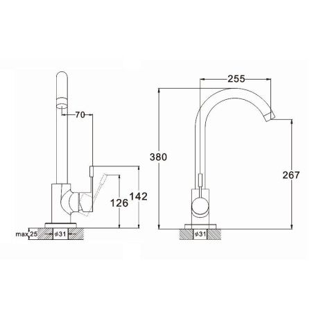 Смеситель для кухни G.Lauf ZAP ZAP4-A090 на столешницу нержавеющая сталь