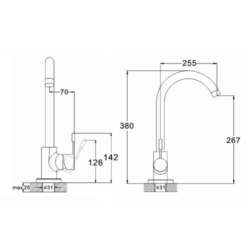 Смеситель для кухни G.Lauf ZAP ZAP4-A090 на столешницу нержавеющая сталь - фото 3