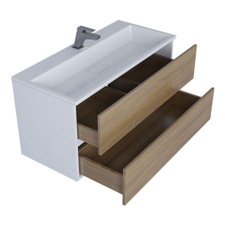 Тумба под раковину Uperwood Barsa 293020533 100х50 подвесная цвет коричневый/белый