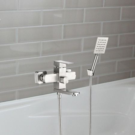 Смеситель для ванны WesnaArt Kubus KUB13-310 настенный сатин