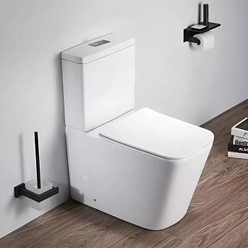 Унитаз напольный с бачком Cerutti SPA CT10314 белый с сиденьем микролифт безободковый каскадный смыв