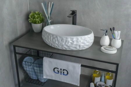 Раковина керамическая Gid Lago 51187 50х30 накладная цвет белый без отверстий под смеситель