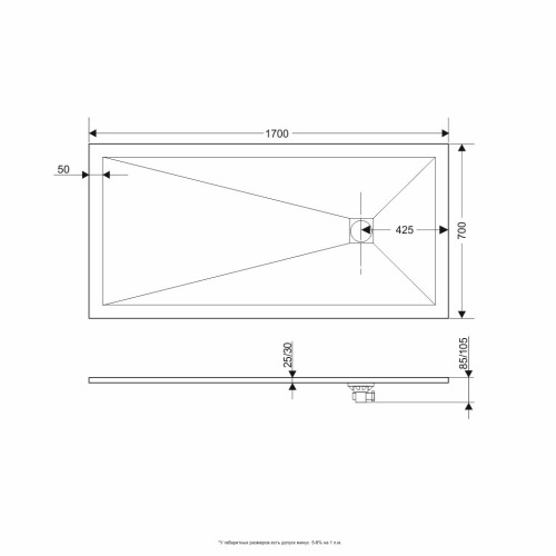 Душевой поддон RGW Stone Tray 16152717-01K 70х170 искусственный камень белый - фото 4