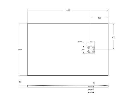 Душевой поддон BelBagno UNO TRAY-MR-UNO-AH-140/90-35-W-BO 140х90 искусственный мрамор белый - фото 5
