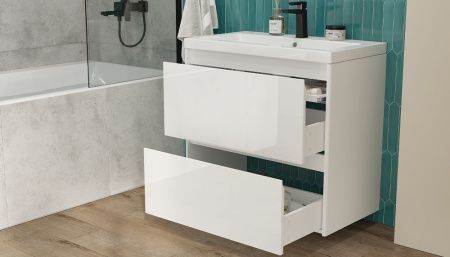 Тумба под раковину Velvex KLAUFS tpKLA.80.2Y-616.216 80х40 подвесная цвет белый