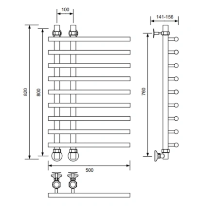 Полотенцесушитель Veconi Tufo T801050CH 50х80 водяной хром
