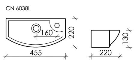 Раковина из сантехнического фарфора Ceramica Nova ELEMENT CN6038L 50х20 подвесная цвет белый 1 отверстие под смеситель