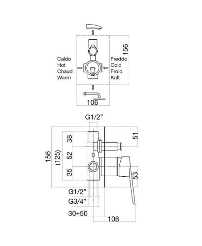 Смеситель для ванны и душа Fiore Kevon 81NN7517 встраиваемый в стену черный - фото 3