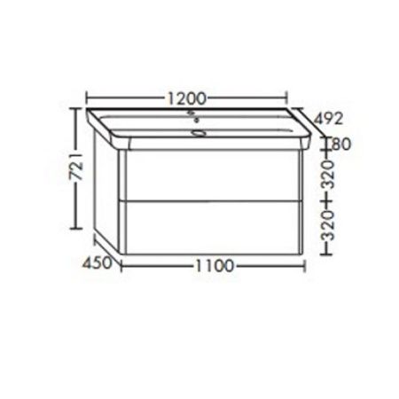 Тумба с раковиной Burgbad Iveo SFEN120F2833G0161C0001*1 120х50 подвесная цвет белый