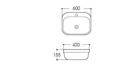 Раковина из сантехнического фарфора Aquatek АМАДЕО AQ6042-00 60х40 накладная цвет белый 1 отверстие под смеситель