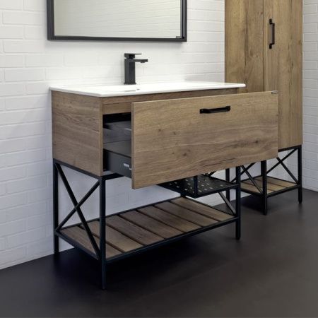 Тумба с раковиной Comforty Бредфорд 00-00009403CF 90х50 напольная цвет коричневый