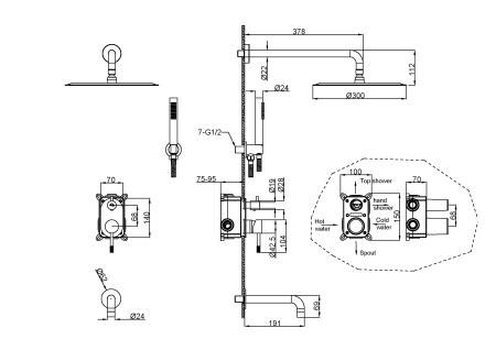Душевая система Boheme Uno 464-2-CR встраиваемая цвет хром