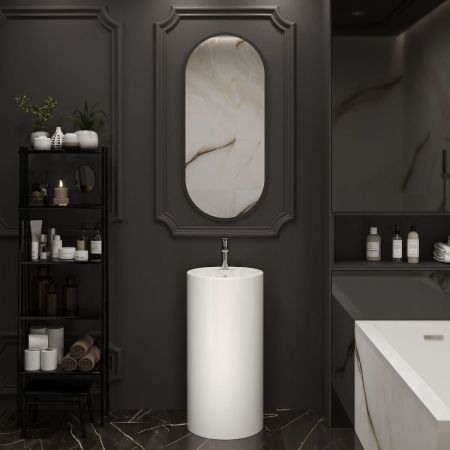 Раковина из сантехнического фарфора Wellsee Callipy Art 32890100S 40х40 напольная цвет белый 1 отверстие под смеситель