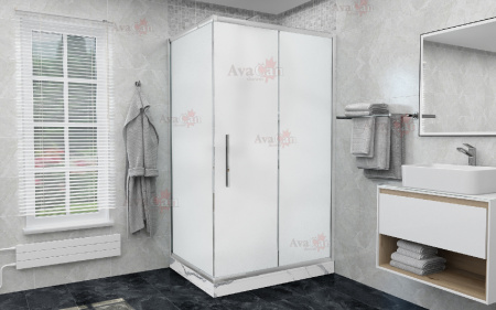 Душевой уголок AvaCan FC-160-SC100MT 180х100 стекло матовое профиль хром глянцевый без поддона