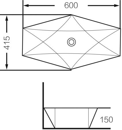 Раковина из сантехнического фаянса Grossman GR-3030 60х40 накладная цвет белый без отверстий под смеситель