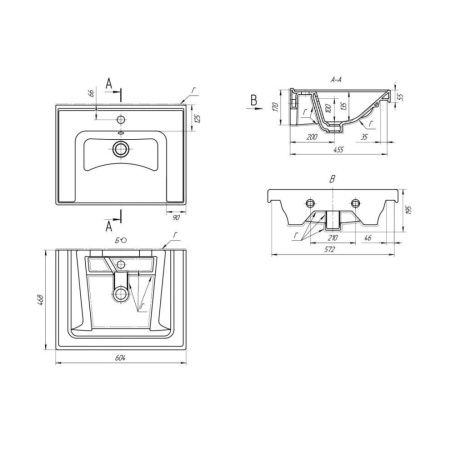 Раковина керамическая Art&Max TECHNO 641587 60х50 подвесная цвет белый