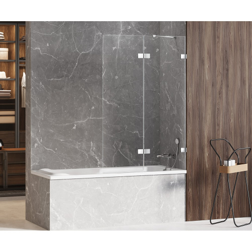 Душевая шторка на ванну New Trendy AVEXA EXK-1959 120х150 стекло прозрачное профиль хром глянцевый ориентация правая - фото 2