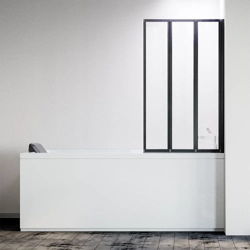 Душевая шторка на ванну Veconi Palau PL73BR-120-01-19C4 120х150 стекло прозрачное профиль черный