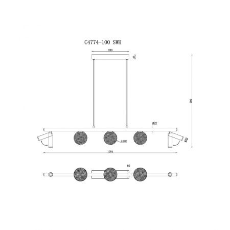 Люстра подвесная iLedex Telescope (Телесцопе) C4774-100 SWH