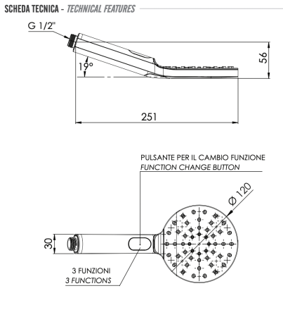 Душевая лейка Remer 318MPX цвет хром