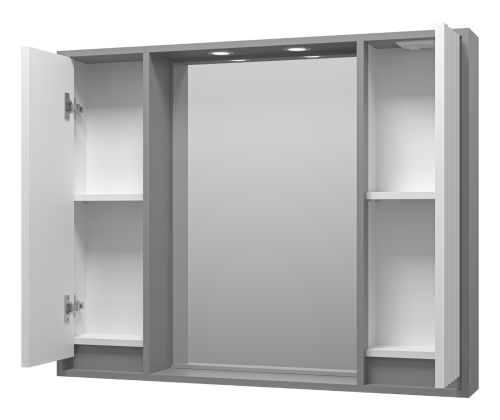 Зеркало-шкаф Brevita Balaton BAL-04100-01-01 98х14х80 подвесной цвет белый/серый - фото 4 Зеркало-шкаф Brevita Balaton BAL-04100-01-01 98х14х80 подвесной цвет белый/серый - фото 4