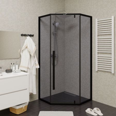 Душевой уголок Cerutti SPA C3AB 90х90 стекло прозрачное профиль черный без поддона