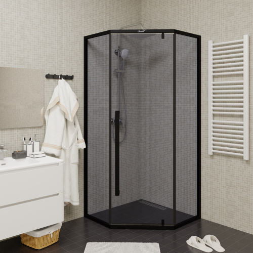 Душевой уголок Cerutti SPA C3AB 90х90 стекло прозрачное профиль черный - фото 5