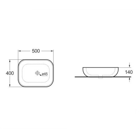 Раковина из сантехнического фарфора Vincea VBS-101MO 50х40 накладная цвет синий без отверстий под смеситель