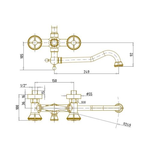 Душевая стойка Bronze de Luxe 10121DDF настенная цвет бронза - фото 3