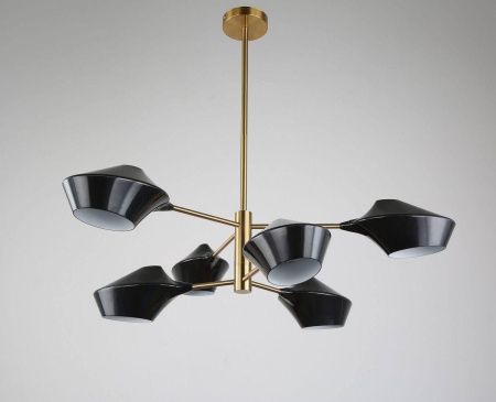 Люстра на штанге Lumina Deco ROMINA (РОМИНА) LDP 6037-6 BK+GD